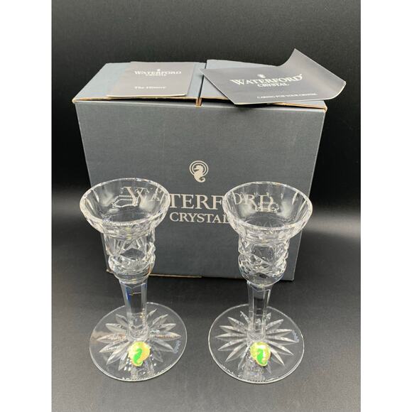 Waterford Crystal Lismore Vintage Candle Stick Holders with Original Box - Picture 3 of 8